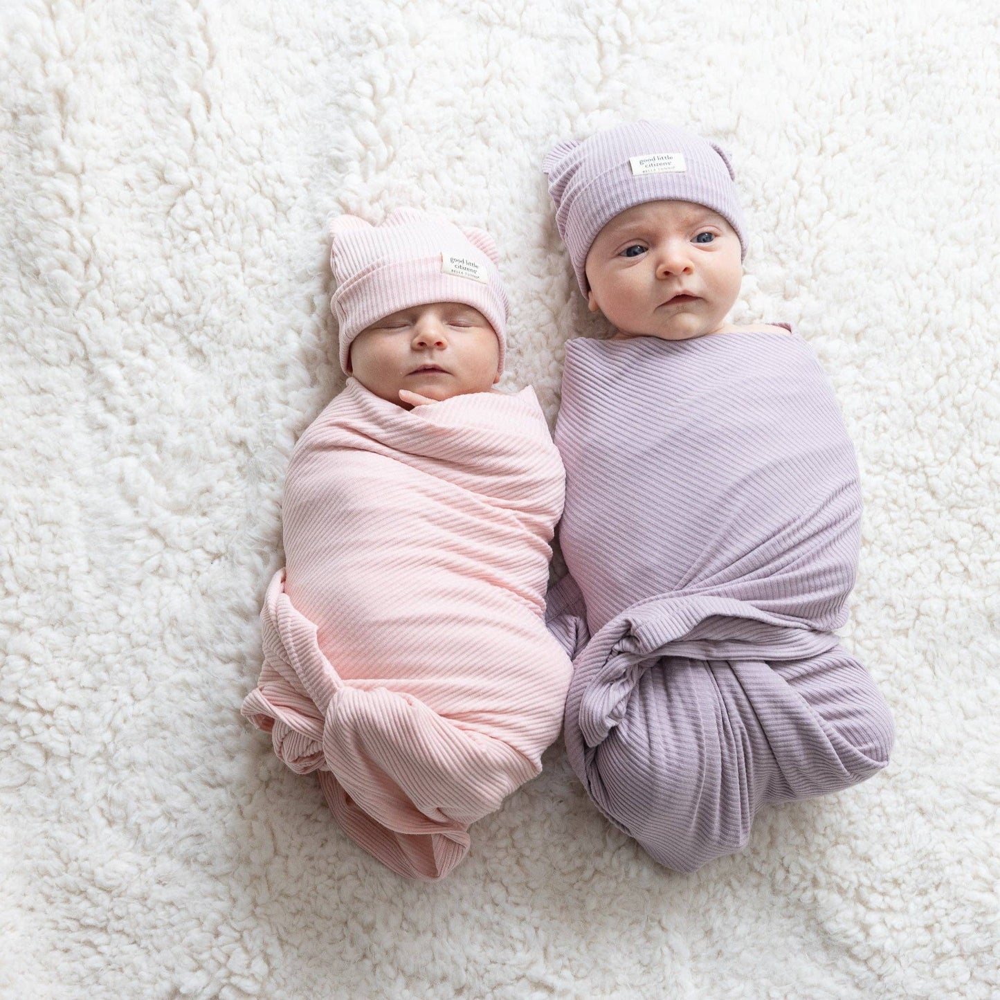 Orchid Rib Swaddle & Beanie Set