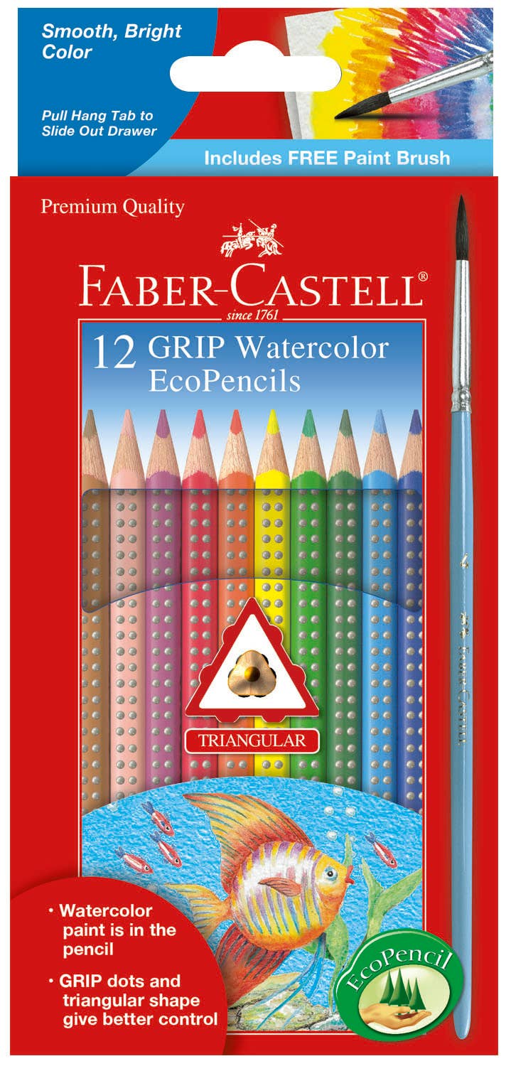 12 Grip Watercolor Pencils with Raised Grip - EcoPencils