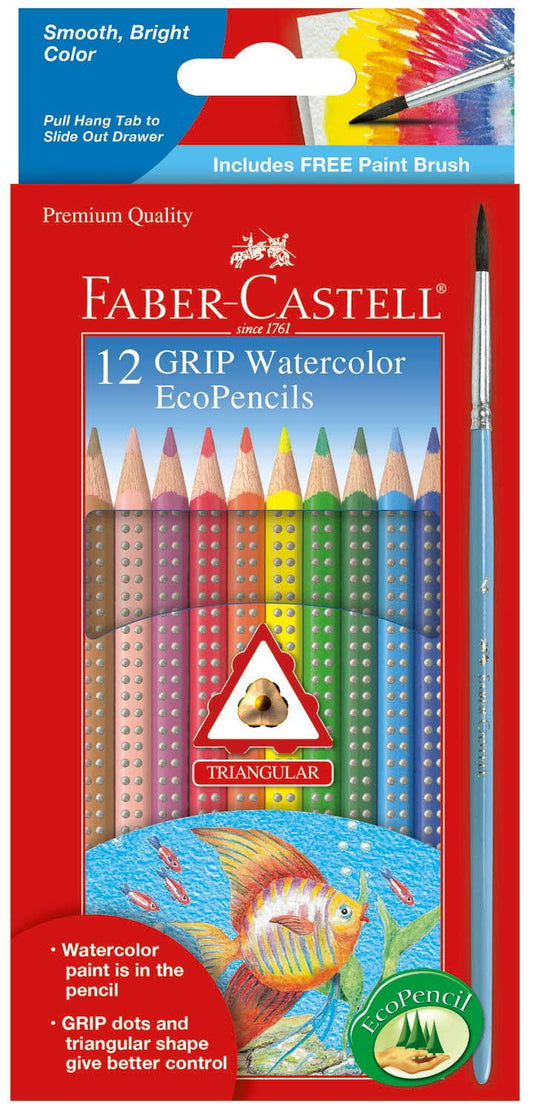 12 Grip Watercolor Pencils with Raised Grip - EcoPencils