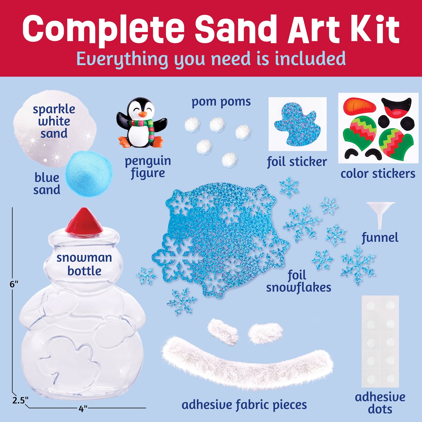 Sand Art Snowman Holiday Craft Kit for Kids