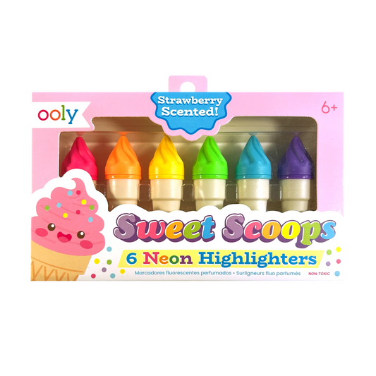 Sweet Scoops: Neon Highlighters - Strawberry Scent (Set of 6