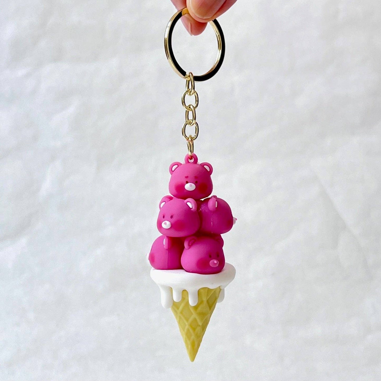 12174 PINK BEAR FAMILY KEY CHARM-12