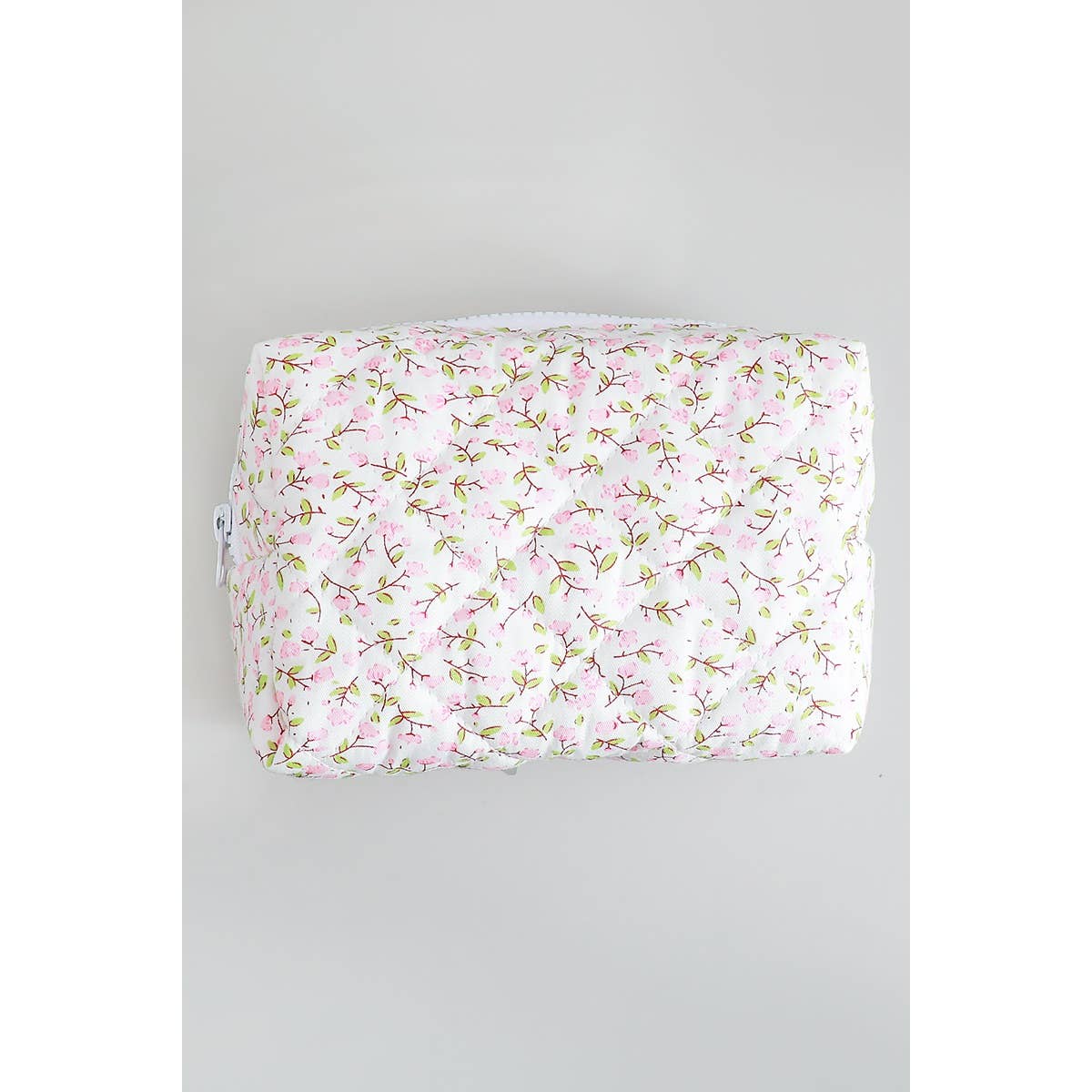 QUILTED FLORAL MAKEUP POUCH