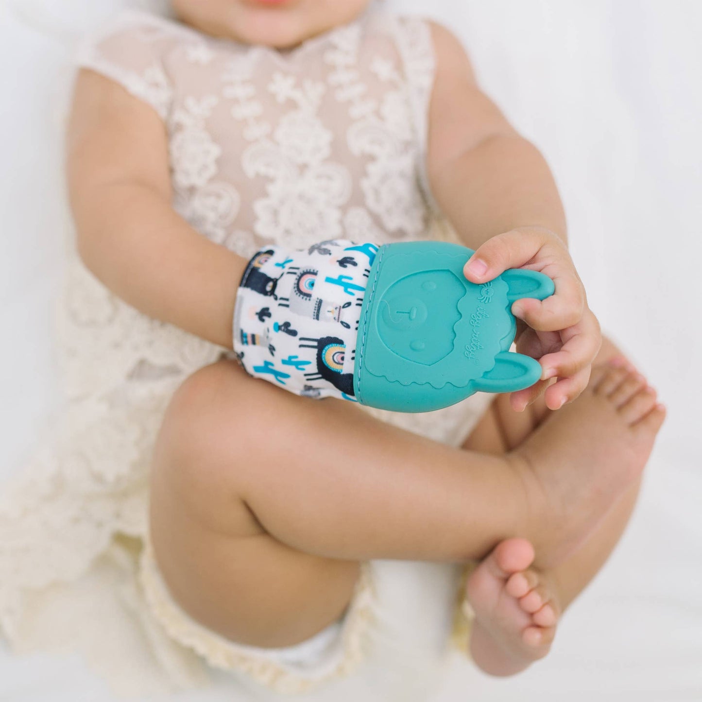 Itzy Mitt™ Silicone Teething Mitts: Lilac Dino