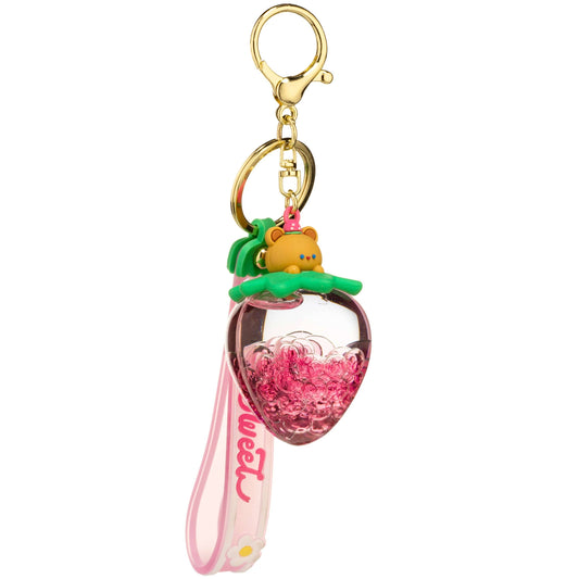 Sweet Strawberry Shape Liquid Effect Sensory Keychain