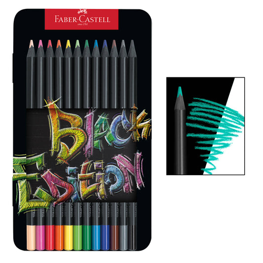 Super Soft Black Edition Colored Pencils, Gift Tin of 12