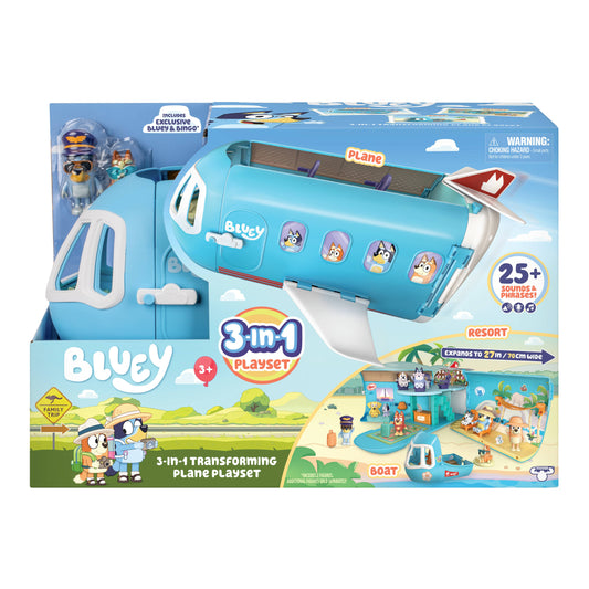 Moose Toys Bluey 3-In-1 Airplane Boat Hotel