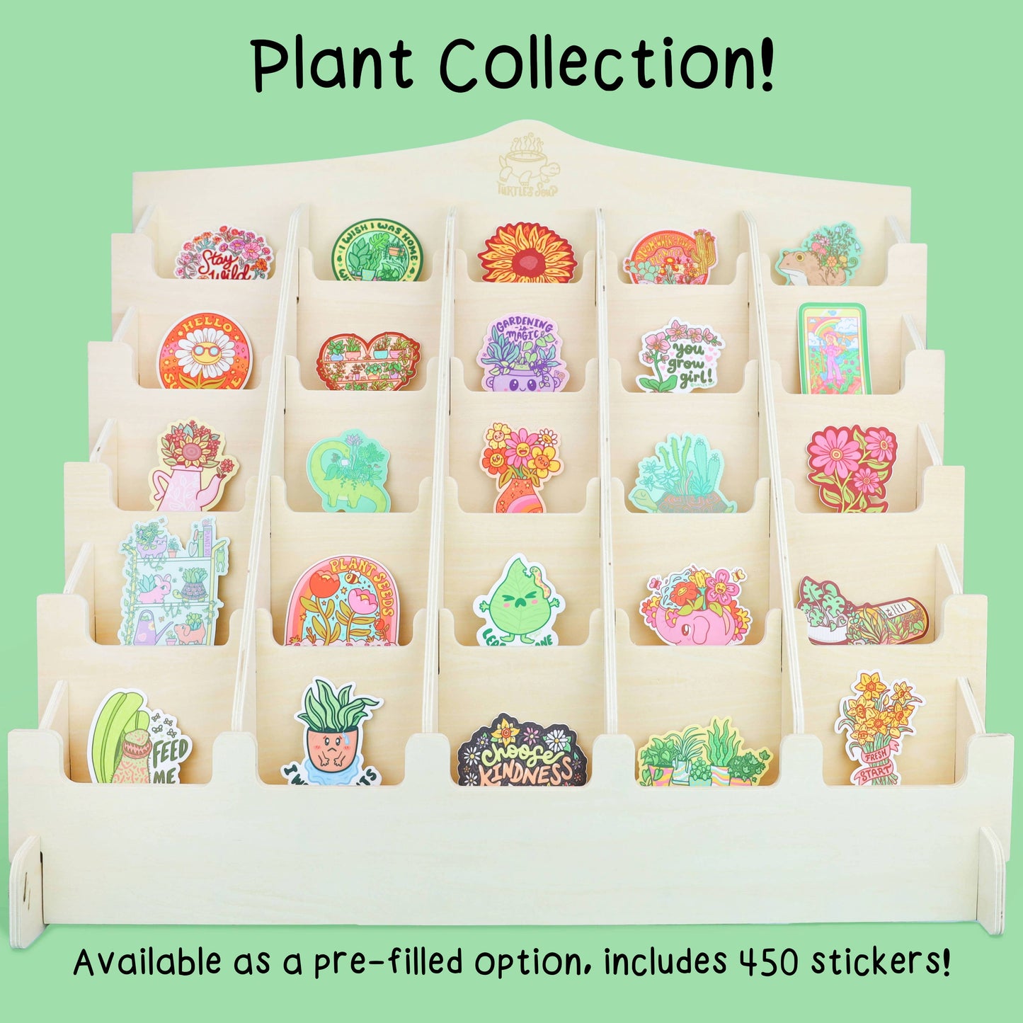 25 Pocket Wood Stadium Countertop Display for Vinyl Stickers