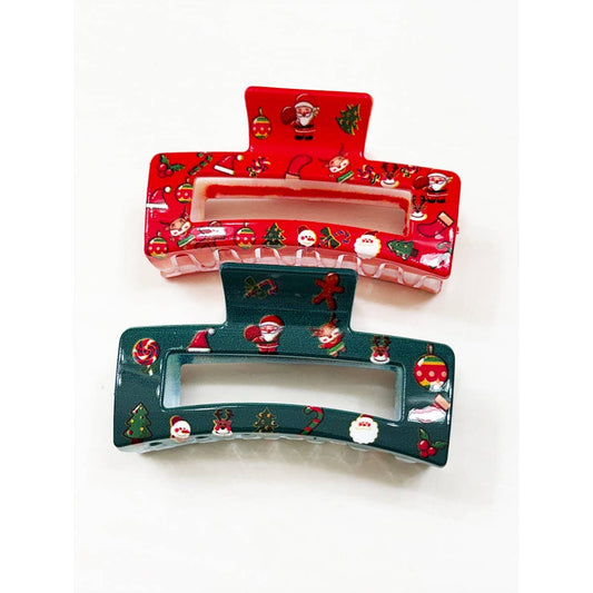 Christmas Design Cut Out Rectangle Hair Claw Clip