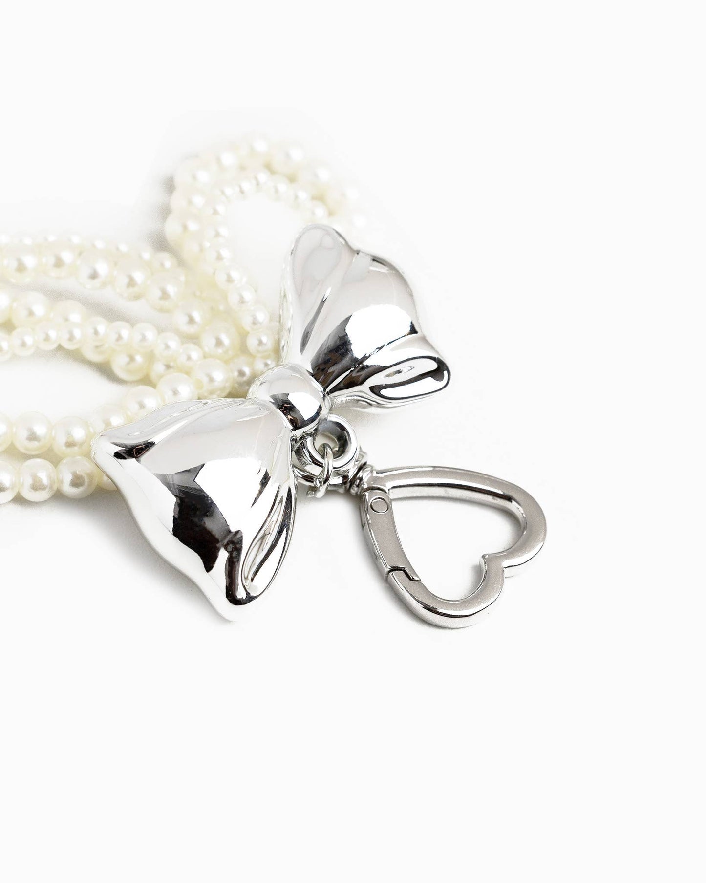Chunky Pearl Double Bow Bag Charm Keychain