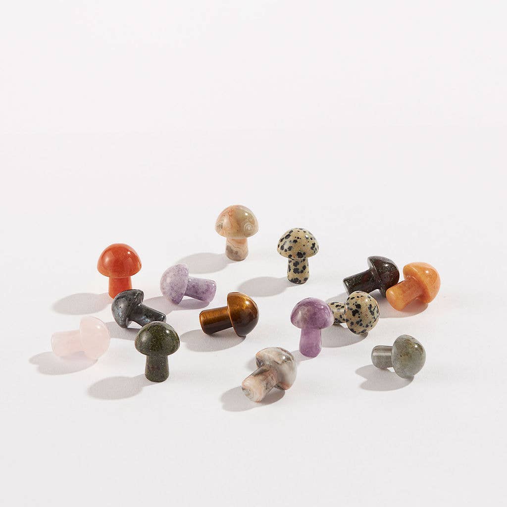 Assorted Carved Crystal Mini Mushrooms - 36 pcs 🍄