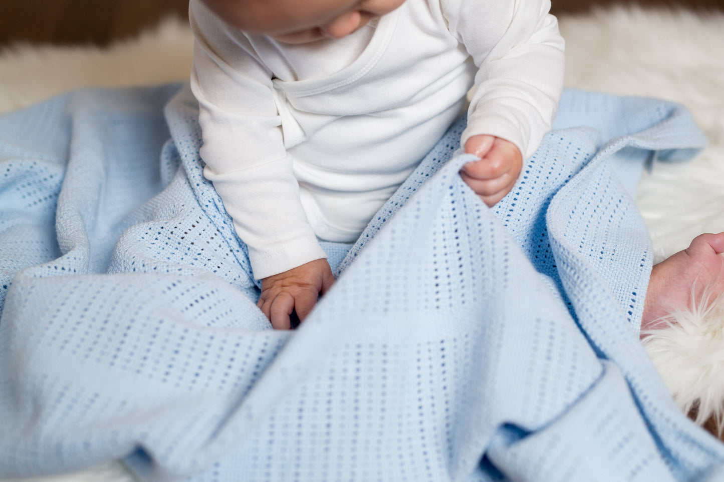 Cellular Baby Blanket – Blue- 100% Cotton (40" x 30")