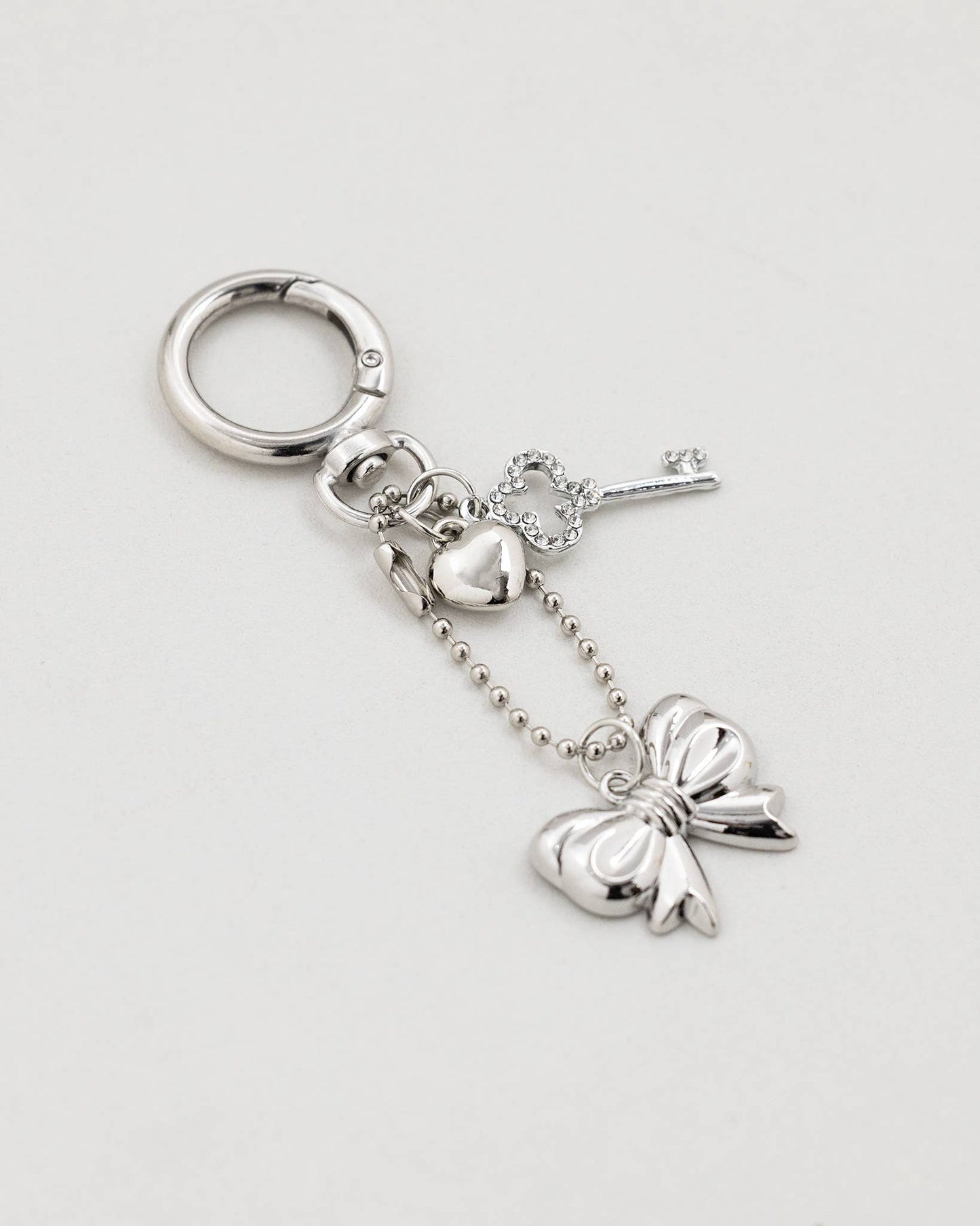 Bow, Puffy Heart, Clover Key Bag Charm Keychain
