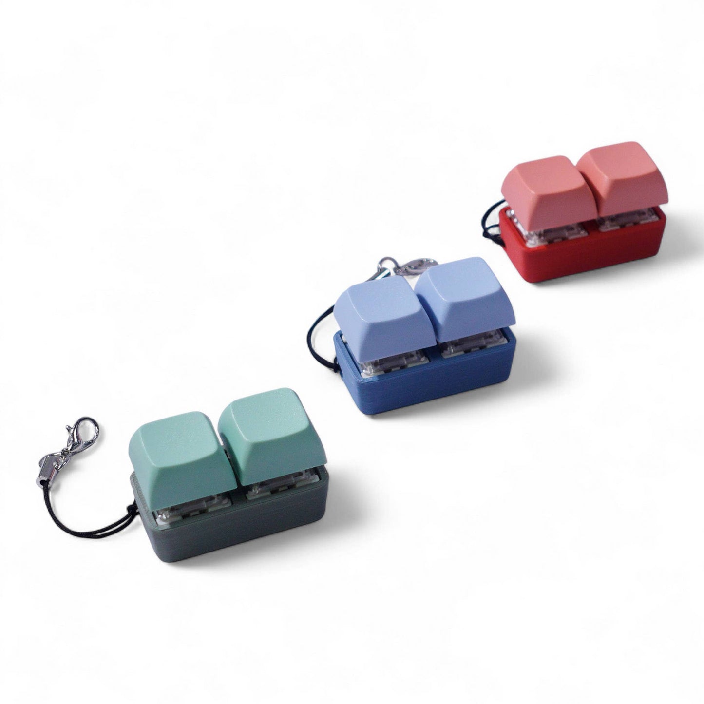 2 Key Mechanical Keyboard Fidget Keychain - Two-Tone Series