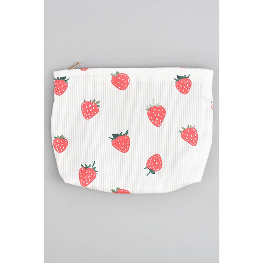 STRAWBERRY PRINT CORDUROY MAKEUP POUCH