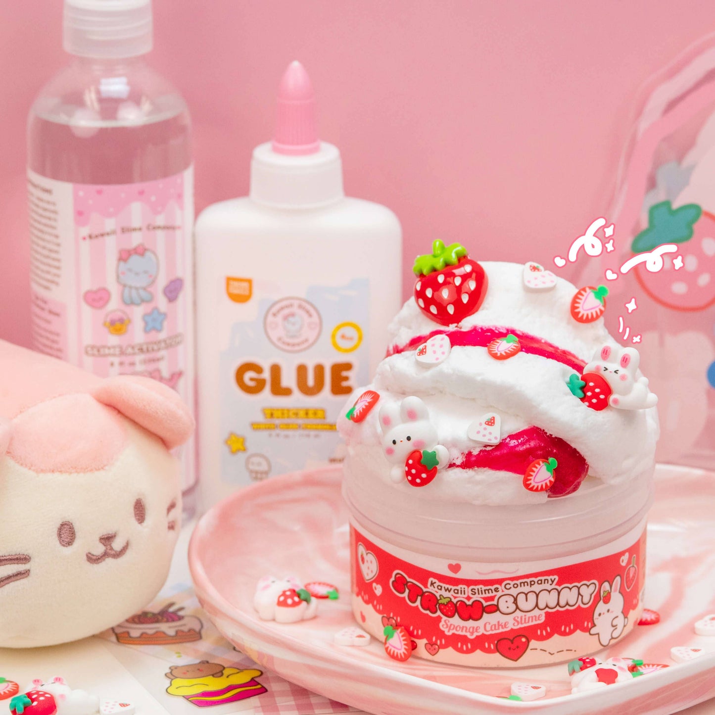 Straw-Bunny Sponge Cake Cloud Slime (4pcs/case)