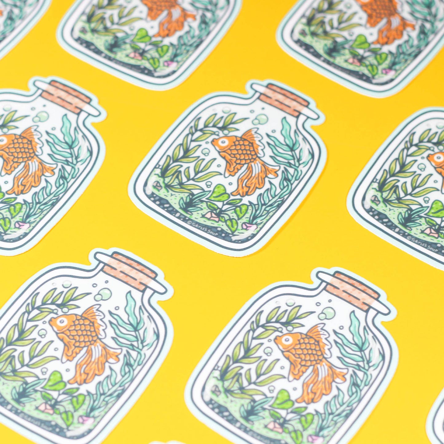 Aquatic Goldfish Terrarium Jar Valentine's Day Vinyl Sticker