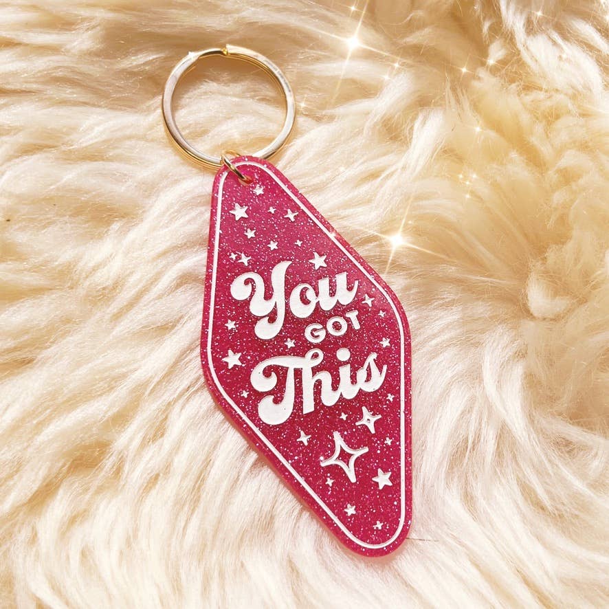 Positive Affirmation Glitter Motel Keychain Stocking Stuffer