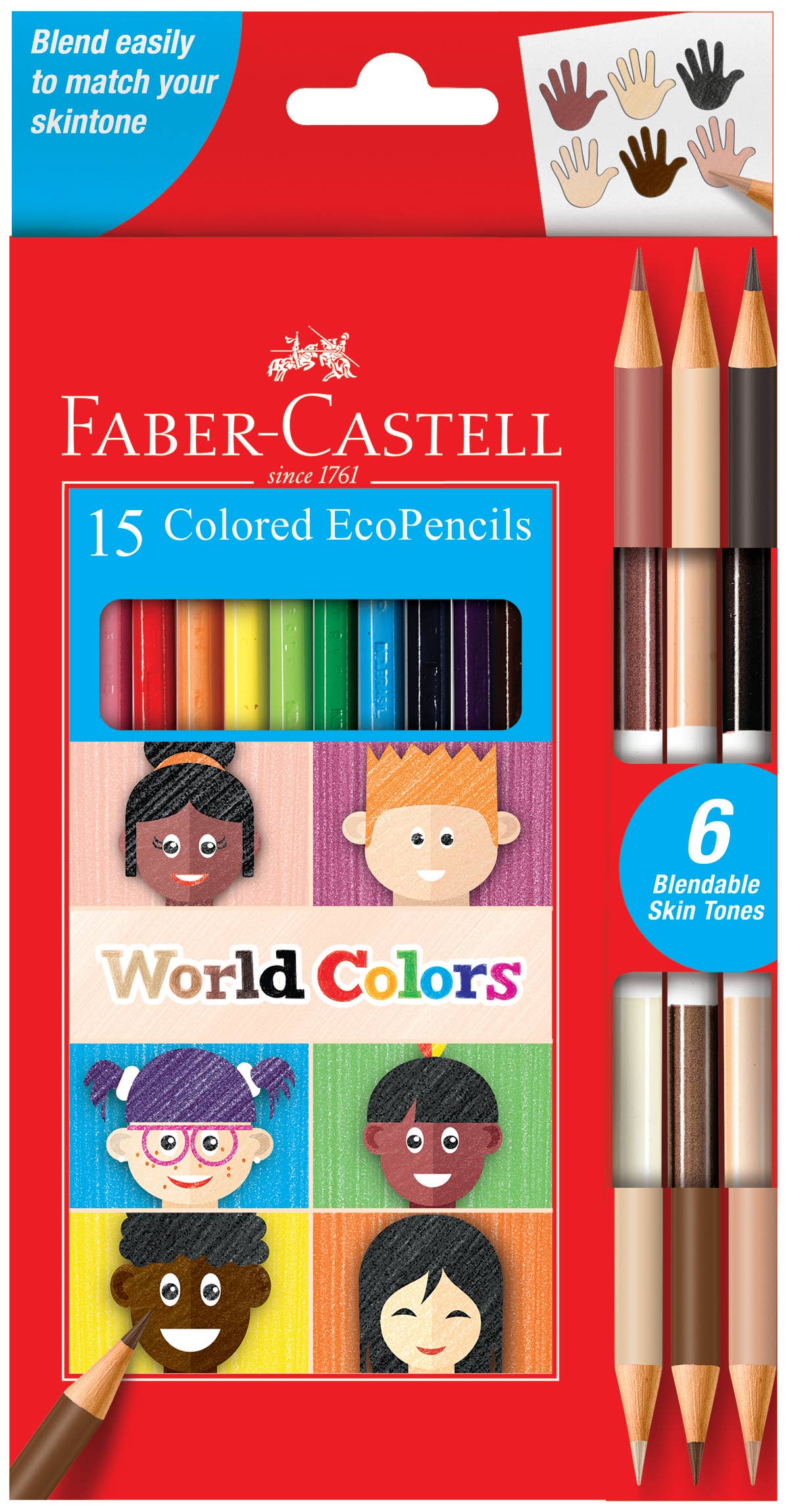 World Colors - 15 Colored Pencils with Skin Tones EcoPencils