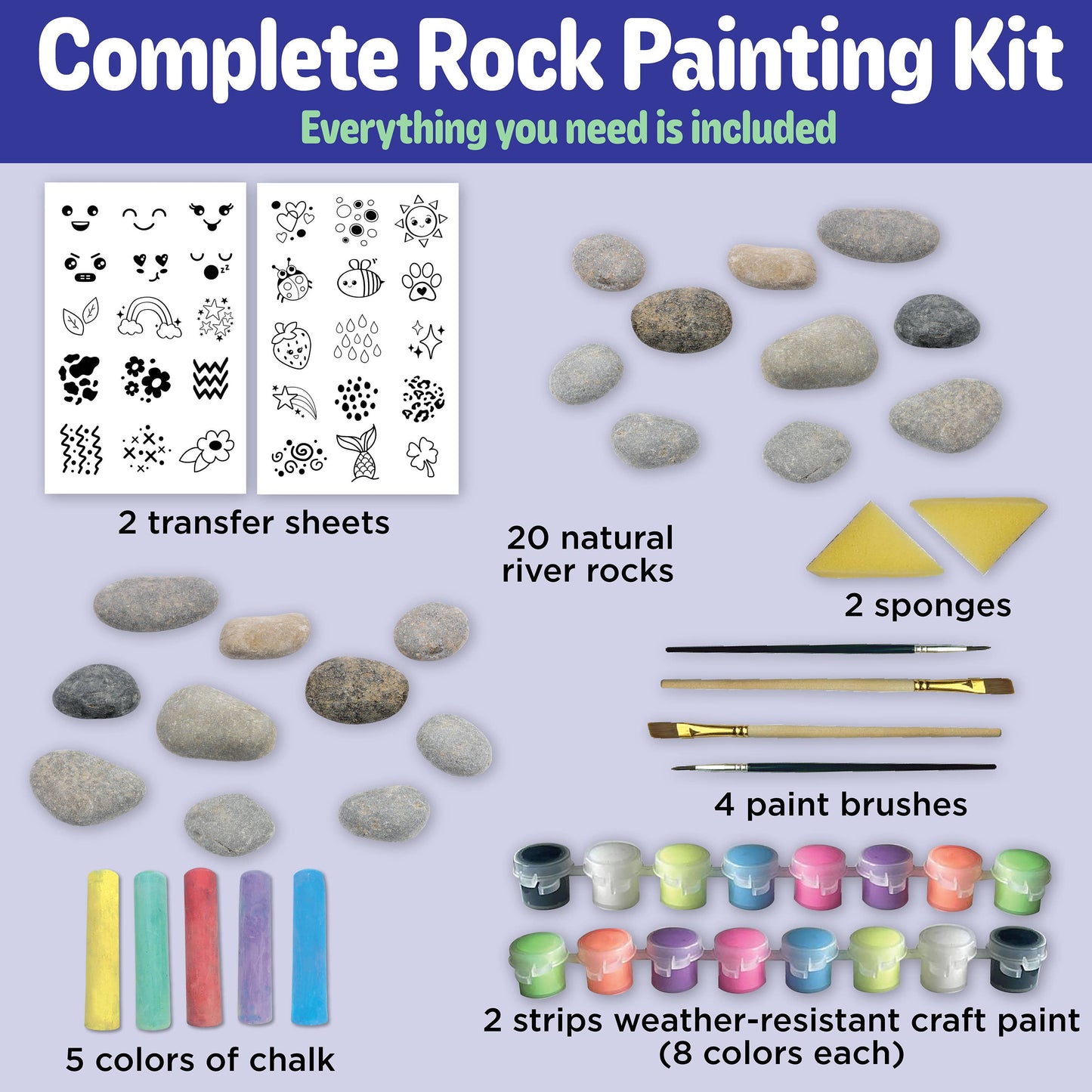 Chalk and Rock Bucket Group Activity Craft Kit for Kids