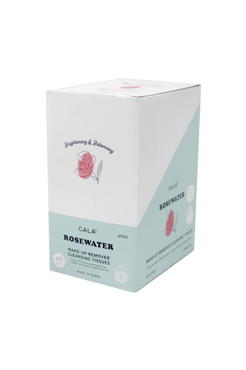 CALA 67025 Rose Water 60 Make-up Cleansing Tissues - 3pc