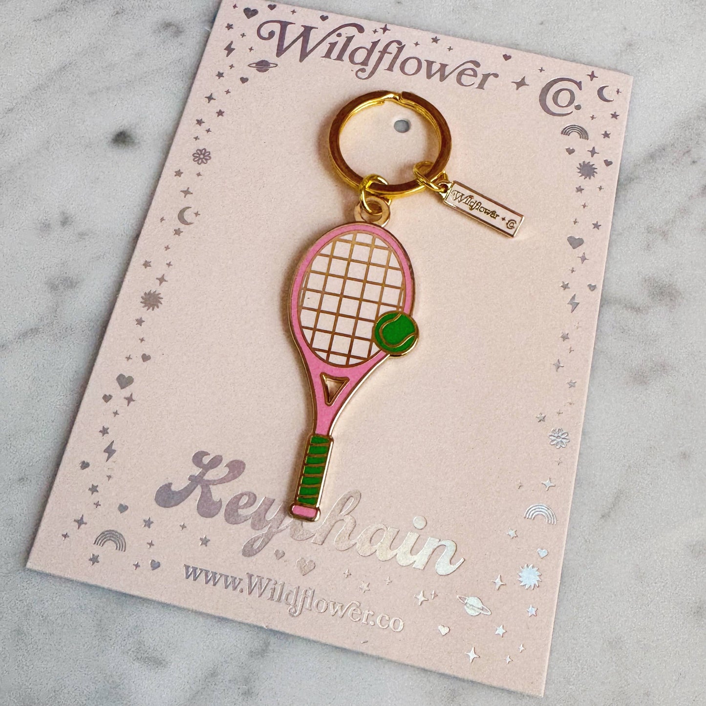 Tennis Racket Enamel Keychain, ALL COLORS