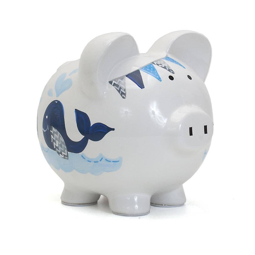Blue Whale Handpainted Piggy Bank
