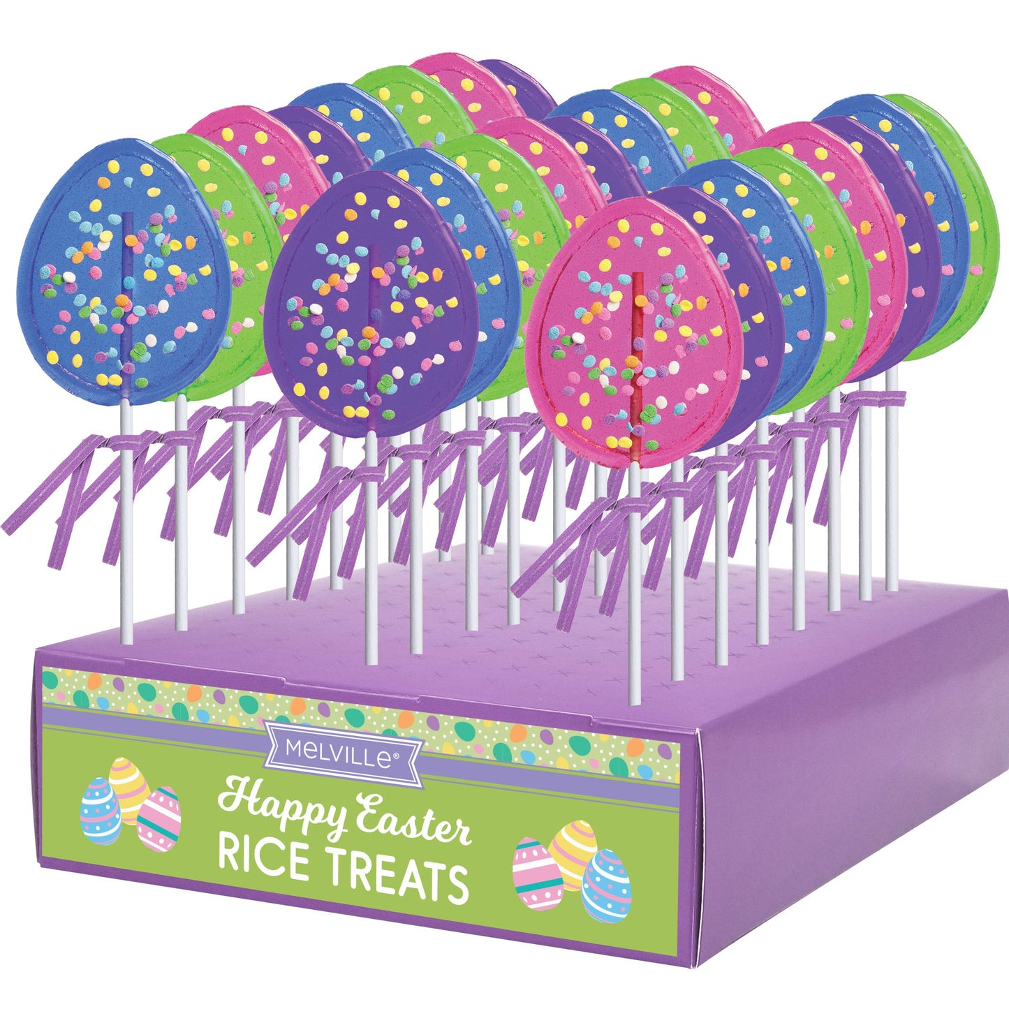 Easter Egg Lollipops w/Pastel Confettti Sprinkles, 24ct