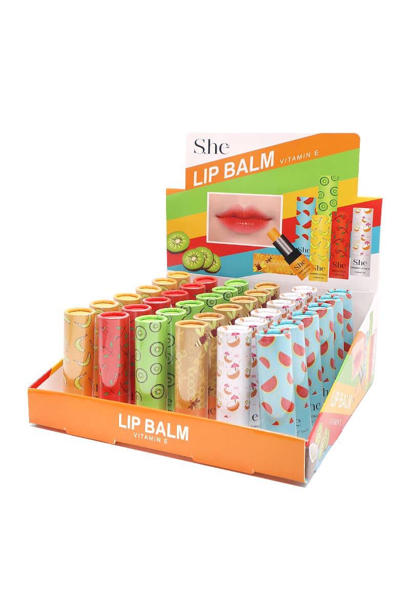 Makeup She LB418 Vitamin E Fruits Lip Balm - 36pc