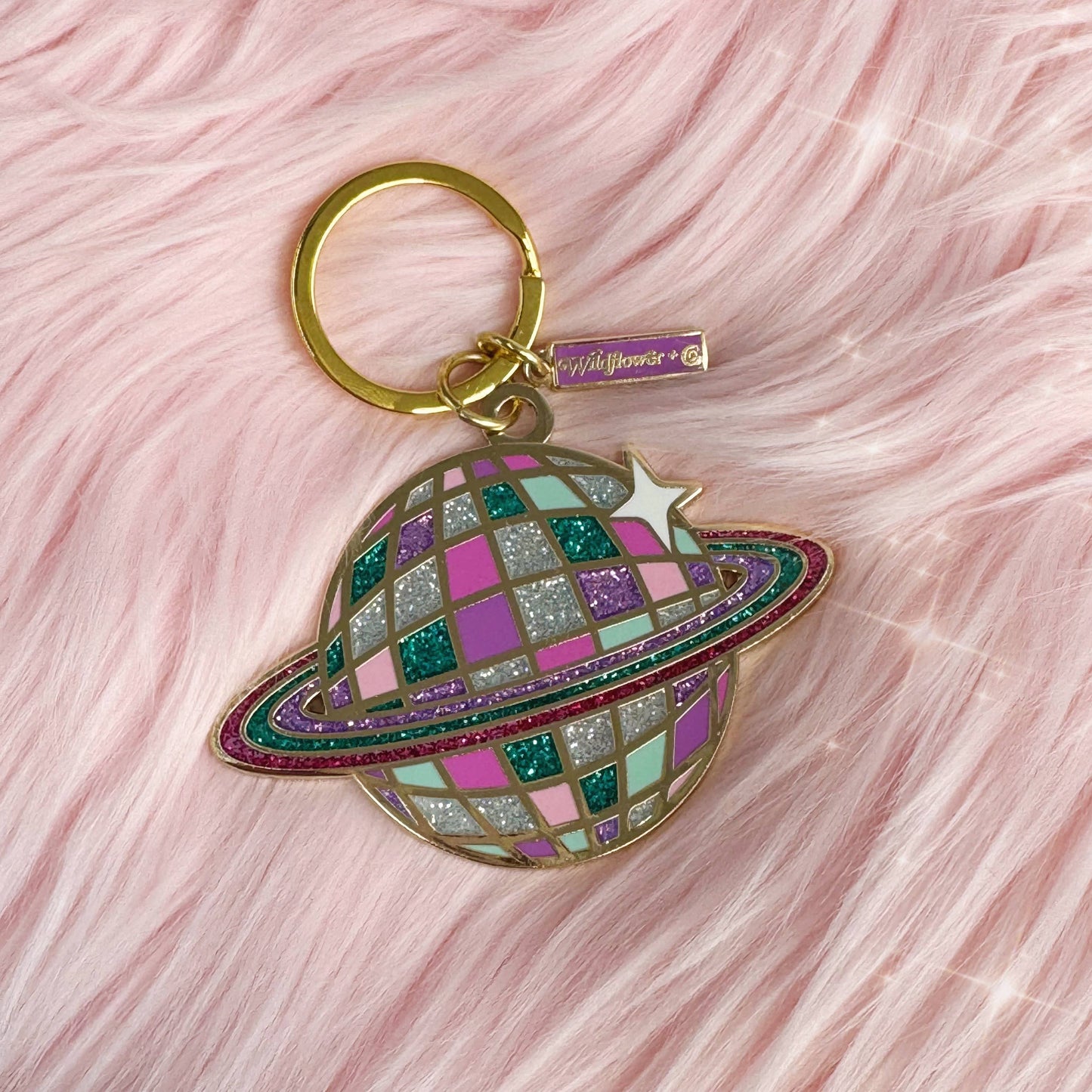 Disco Planet Enamel Keychain