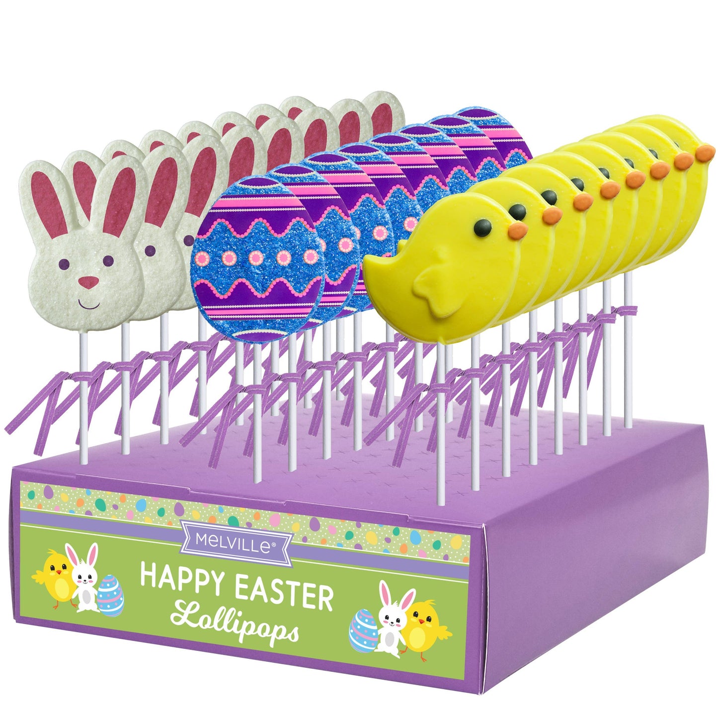 Easter Shaped Hard Candy Lollipops Bunny, Chicks & Eggs 24ct