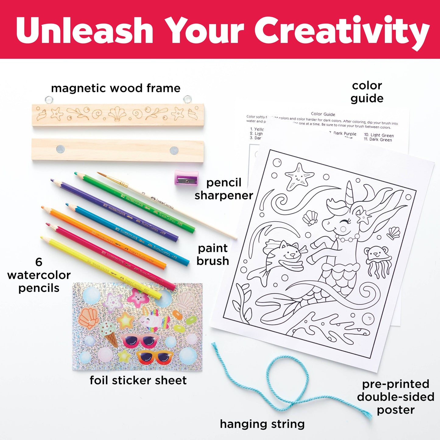 Paint by Numbers Mermaid Pets Hanging Wall Art Kit for Kids