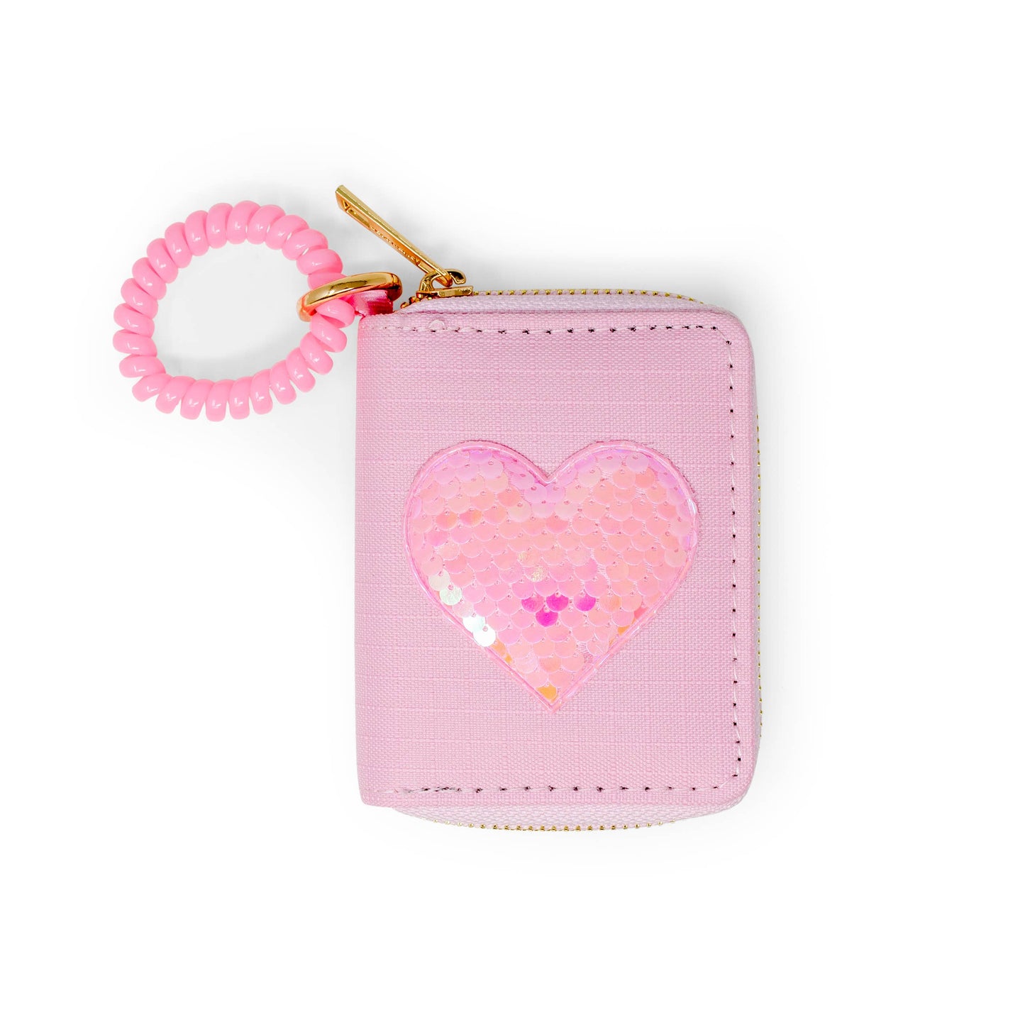 Sequin Heart Spiral Strap Wallet for Kids
