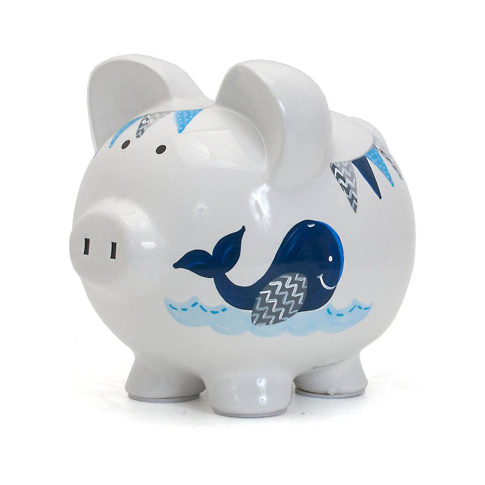 Blue Whale Handpainted Piggy Bank