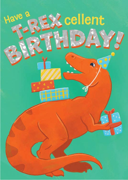 Birthday T-Rex Foil Card