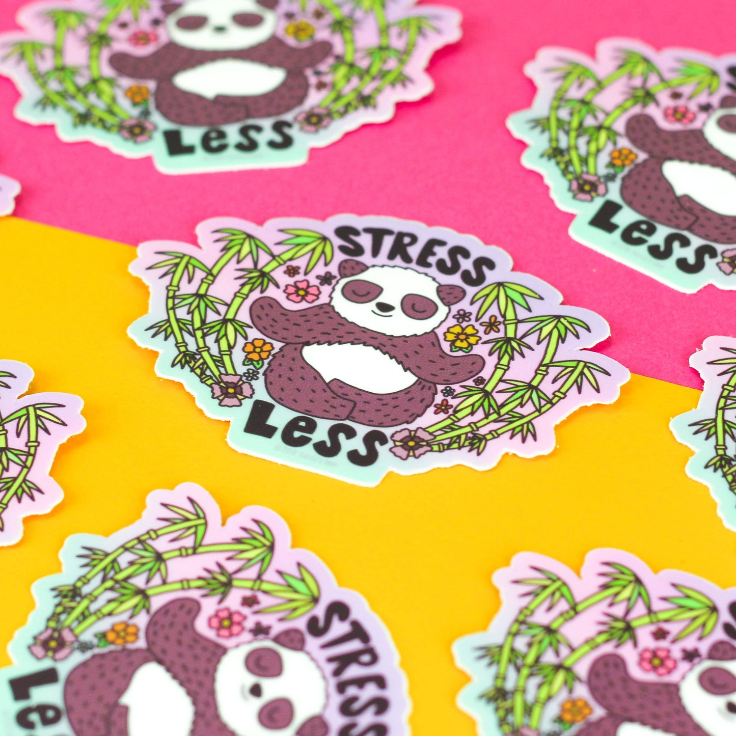 Stress Less Panda Stress Free Yoga Meditation Vinyl Sticker