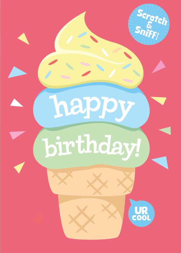 Ice Cream Cone Scratch & Sniff Birthday Card