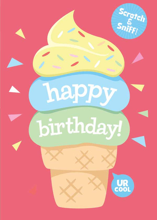 Ice Cream Cone Scratch & Sniff Birthday Card