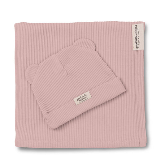 Orchid Rib Swaddle & Beanie Set