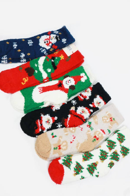 Plush Cozy Christmas Theme Socks