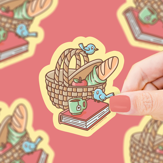 Picnic Basket | Spring | Summer | Books | Vinyl Sticker