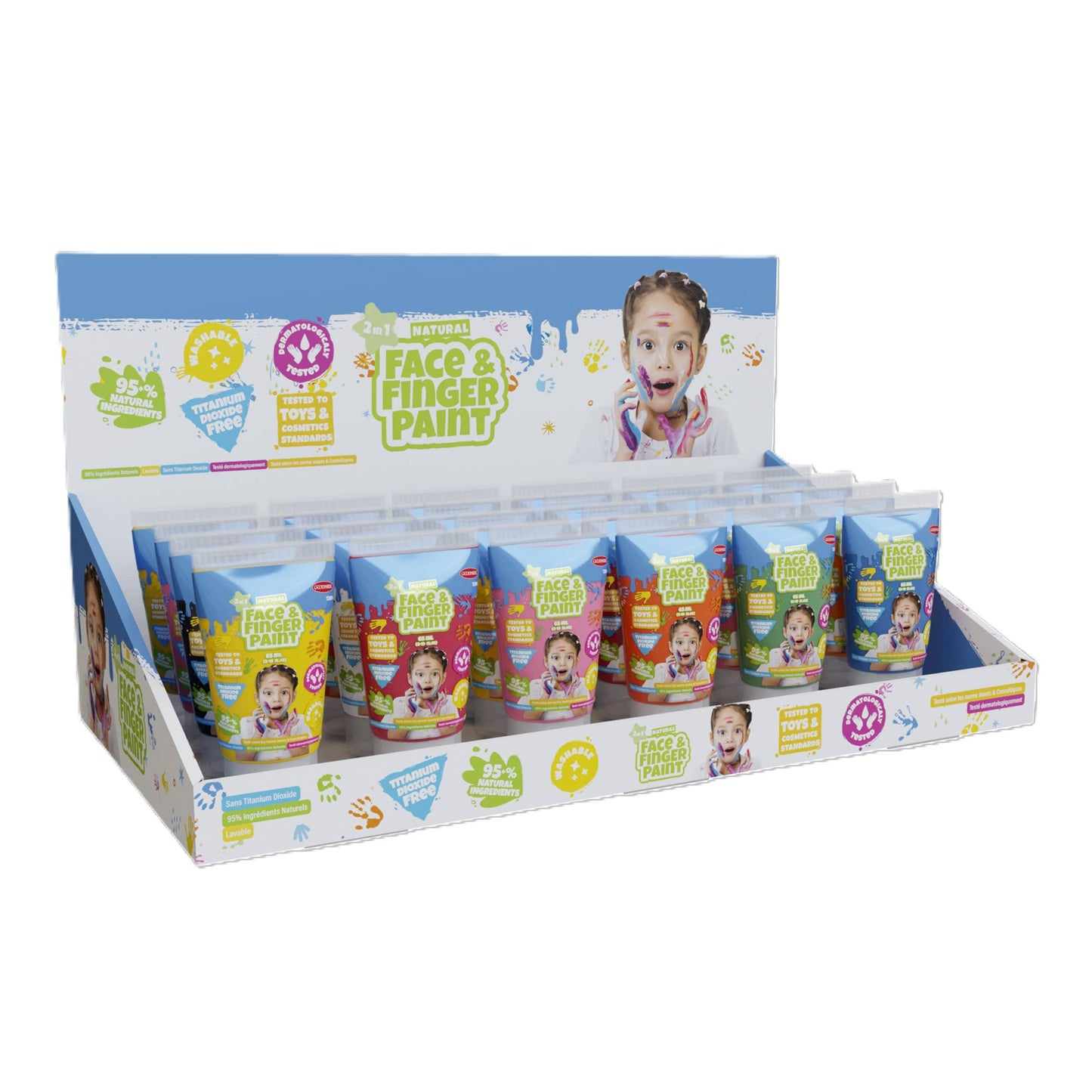 2.3oz Natural Face & Finger Paints - 24pcs Display