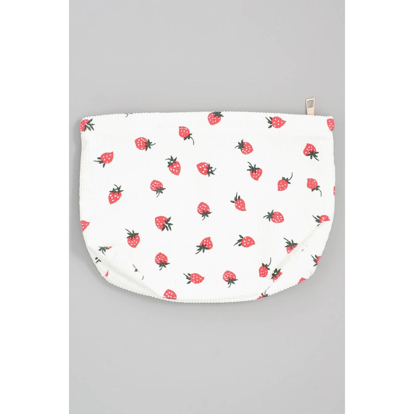 STRAWBERRY PRINT RIBBED MAKEUP POUCH