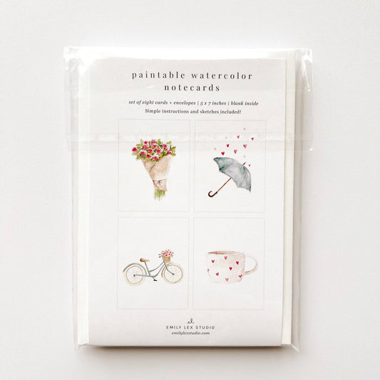 Love sweet love paintable watercolor notecard set