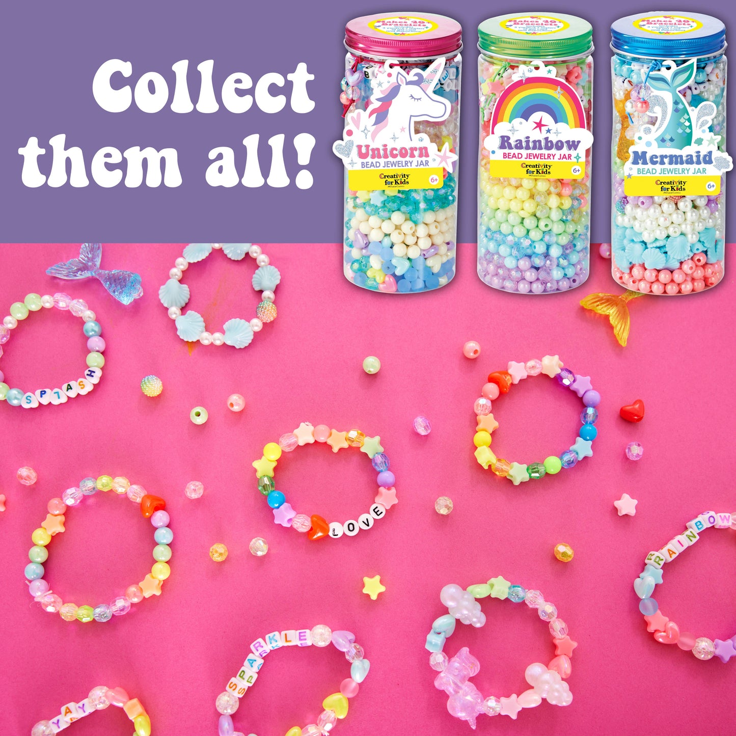 Bead Jewelry Jar Rainbow - DIY Bracelet Craft Kit for Kids