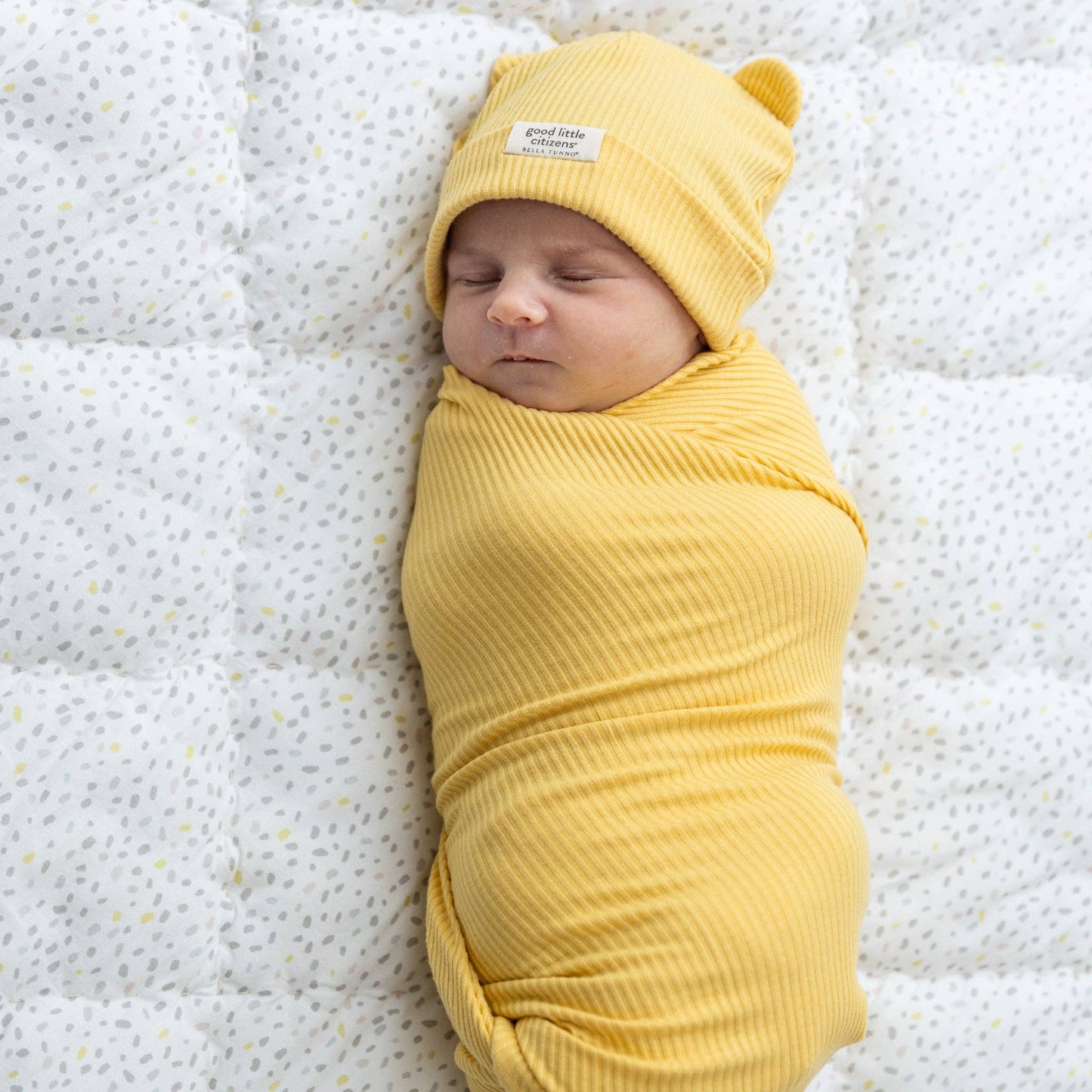 Sunshine Rib Swaddle & Beanie Set