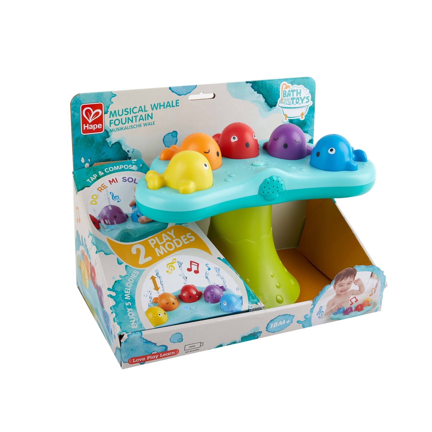 Hape Musical Whale Fountain - Bath Toy for Babies 18+ Months