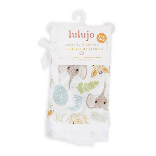 2-Pack Cotton Security Blankets 16" x 16" – Jungle