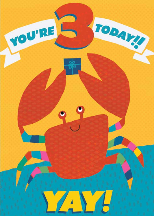 3rd Birthday Crab Foil Card
