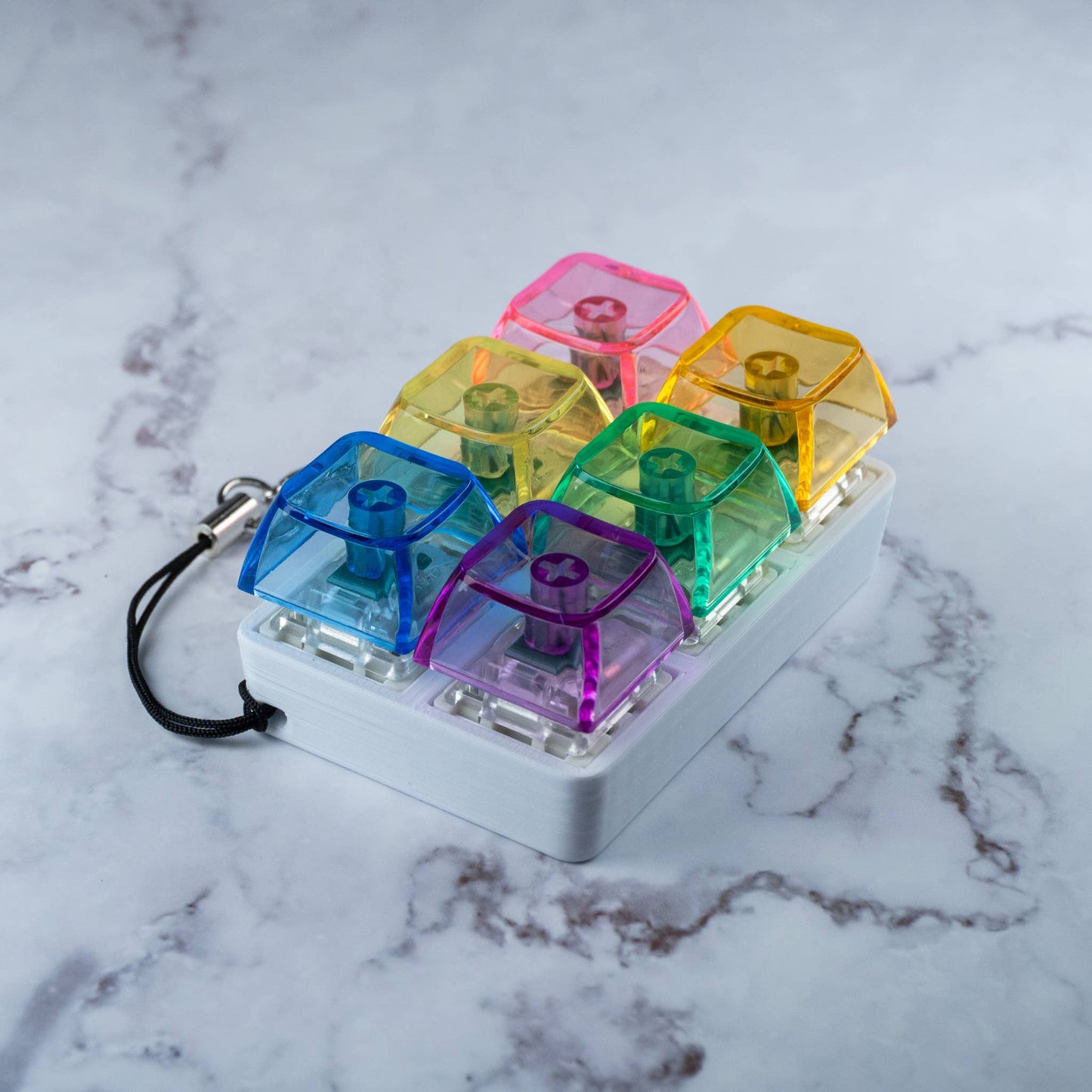 6 Key Rainbow Rocks: Mechanical Keyboard Fidget Keychain